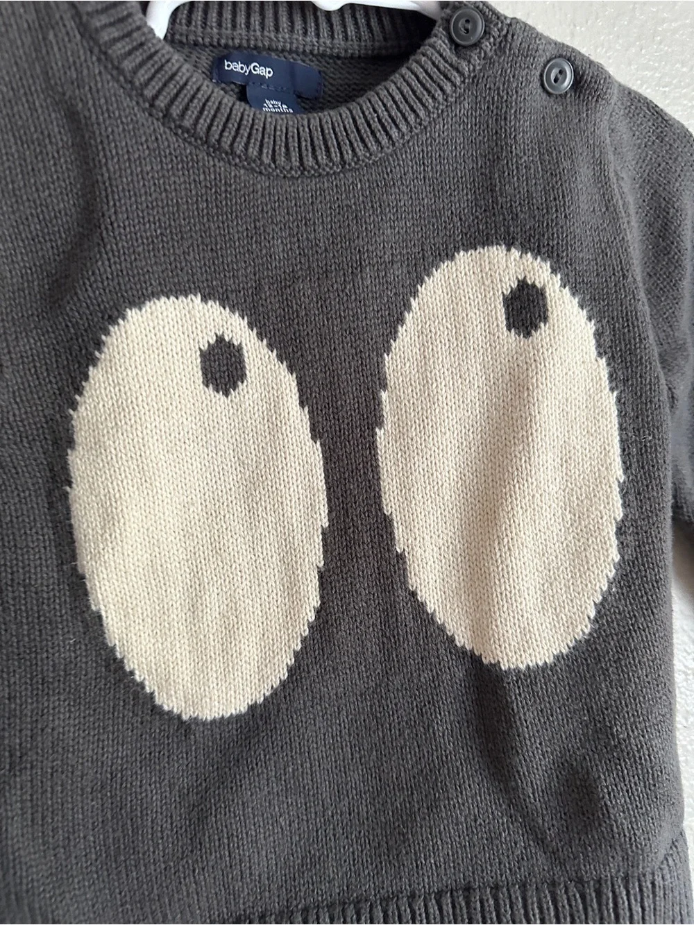 Baby Gap size 12-18 months 100% cotton knit Halloween grey and white sweater